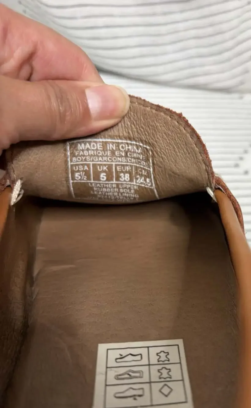 POLO RALPH LAUREN Junior Telly Leather Penny Loafers US 5.5 / EU 38 Tan